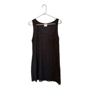 Free People Black Sleeveless Ruffle-Texture Mini Tunic Dress
